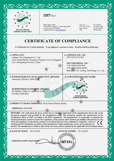 China Labtone Test Equipment Co., Ltd Certification